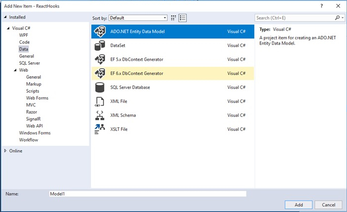 ADO DOT NET entity data model